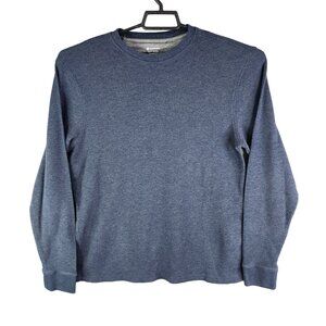 Mens Members Mark Blue Soft Wash Waffle Knit Thermal Shirt Long Sleeve Size L